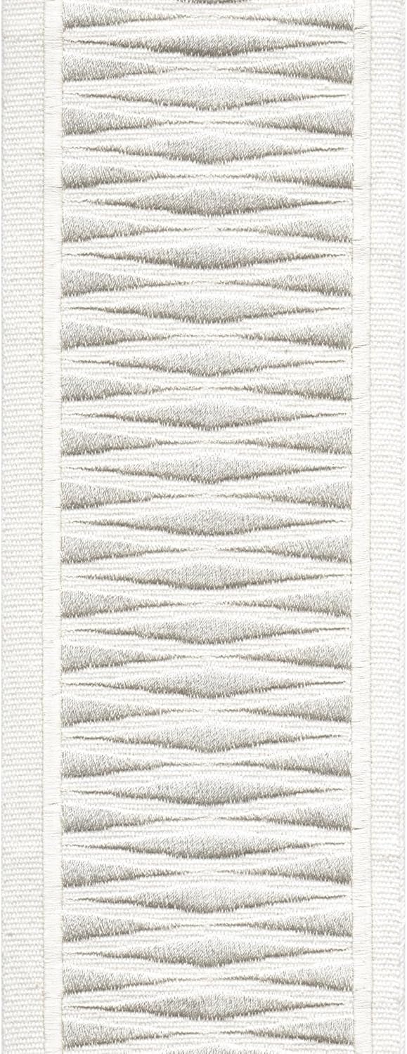 Cotton Canvas Curtain Trim with Eye Design - 10cm Decorative Border Ribbon By The Metre Ivory on Ivory