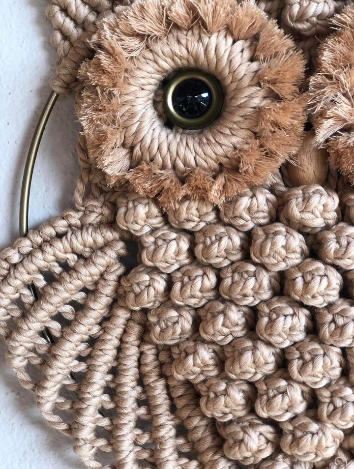 Handmade Macrame Owl Wall Hanging | Bohemian Decor | Cotton Rope Art
