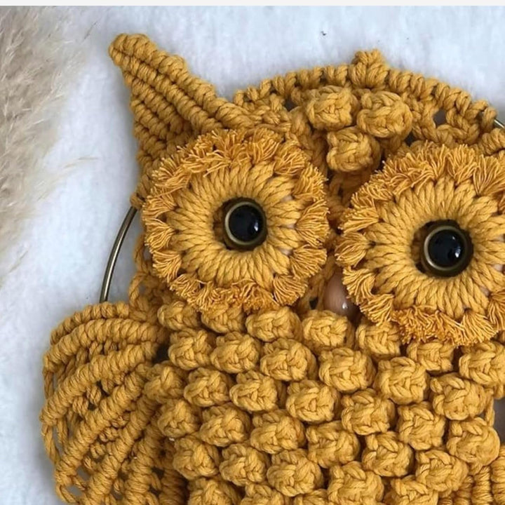 Handmade Macrame Owl Wall Hanging | Bohemian Decor | Cotton Rope Art