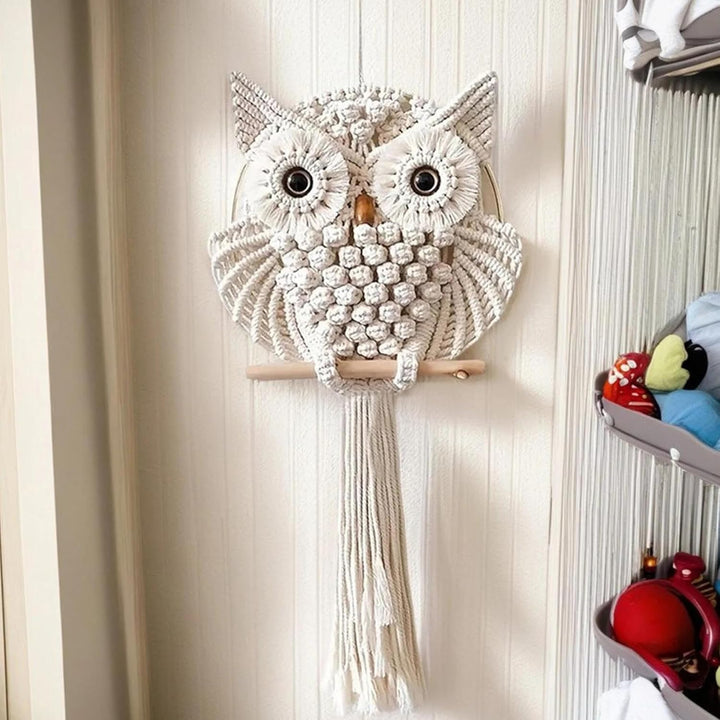 Handmade Macrame Owl Wall Hanging | Bohemian Decor | Cotton Rope Art