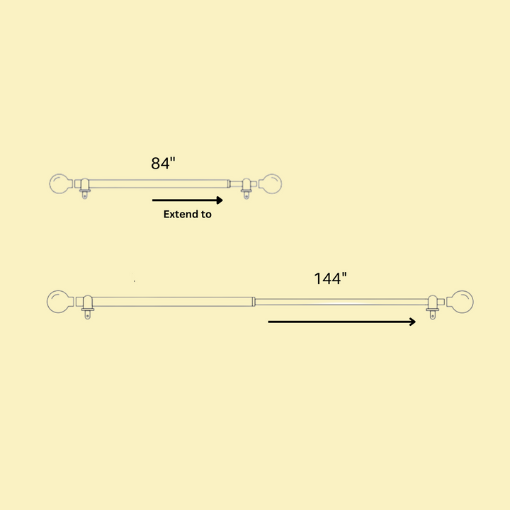 Cream & Blue Double Curtain Pole | Ball Finials | Rustproof | 25KG Load | Classic Style