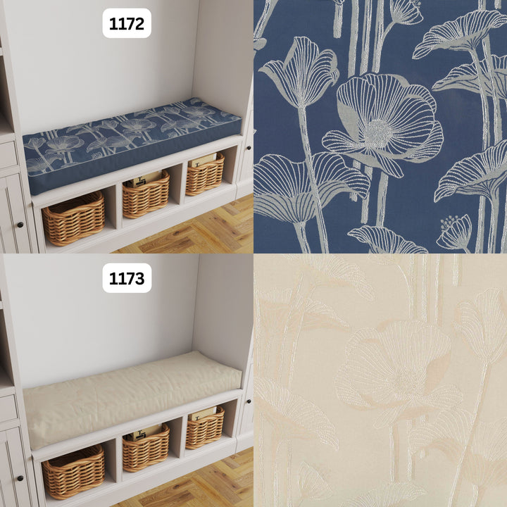 Custom 4 inch (10cm) Rectangular Foam Bench Pad, Seat Pad & Sofa Cushions | Made to Measure in Cotton Velvet, Linen or Organic Cotton for Indoor & Outdoor Furniture