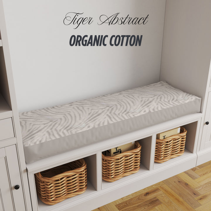 Custom 4 inch (10cm) Rectangular Foam Bench Pad, Seat Pad & Sofa Cushions | Made to Measure in Cotton Velvet, Linen or Organic Cotton for Indoor & Outdoor Furniture