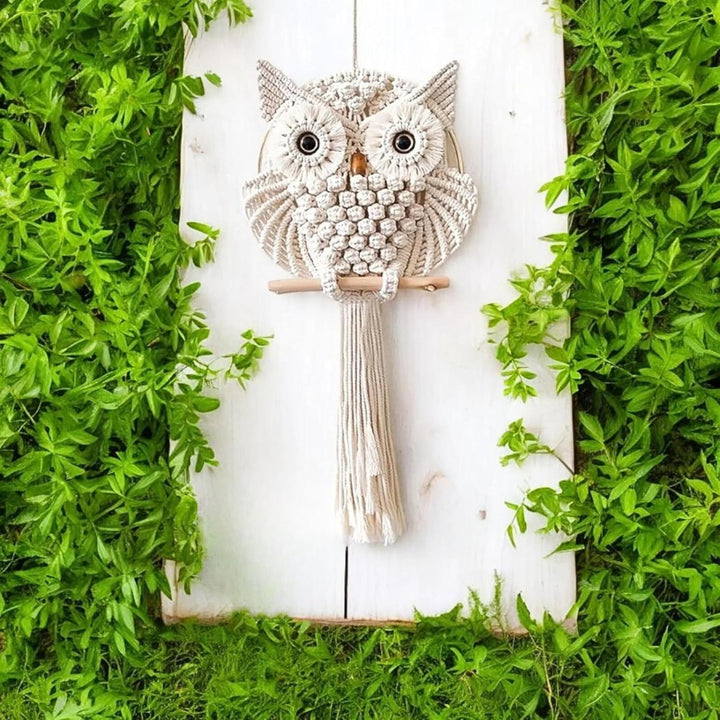 Handmade Macrame Owl Wall Hanging | Bohemian Decor | Cotton Rope Art