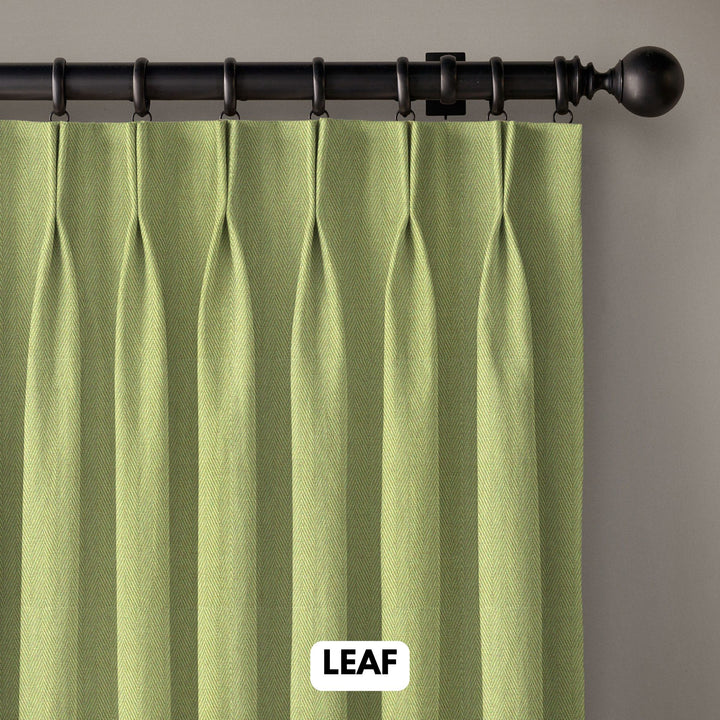 Pinch Pleated Woven Herringbone Linen Curtains UK - Natural Texture | Standard & Made to Measure