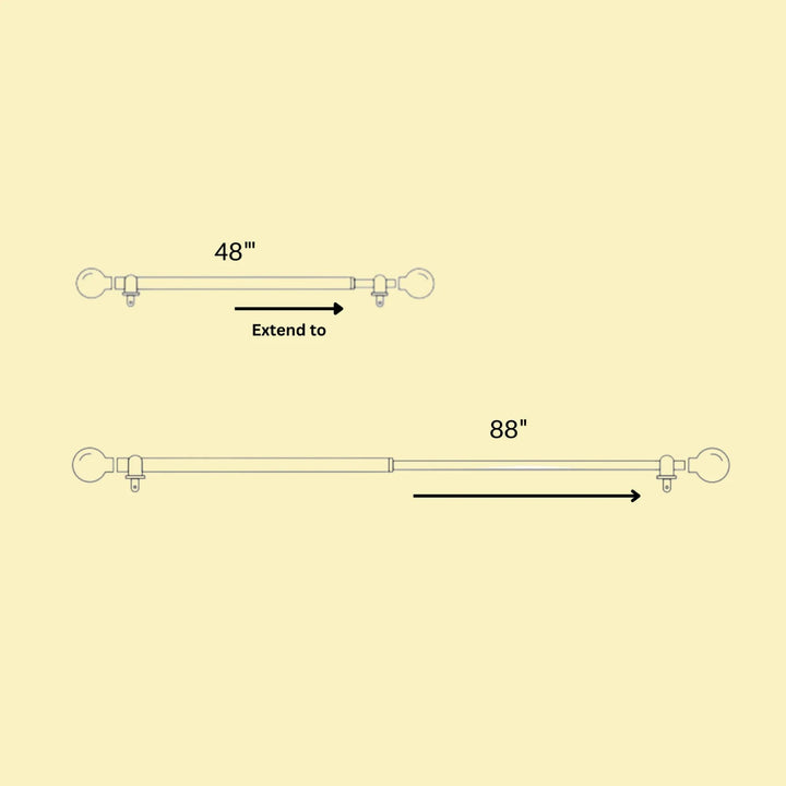 Extendable Curtain Pole White | Rod With Beaded Finials | 61-366cm | All Fittings Included