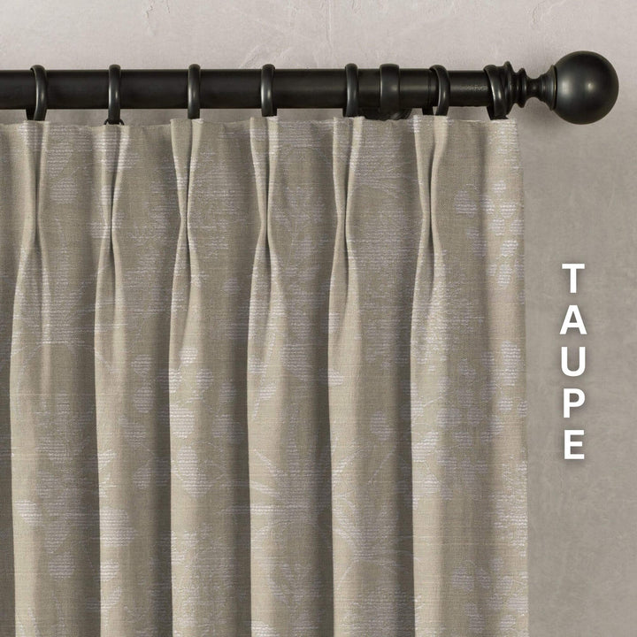 Floral Botanical Print Linen Curtains | 9 Colors | Pinch Pleated | Standard & Made-to-Order Sizes