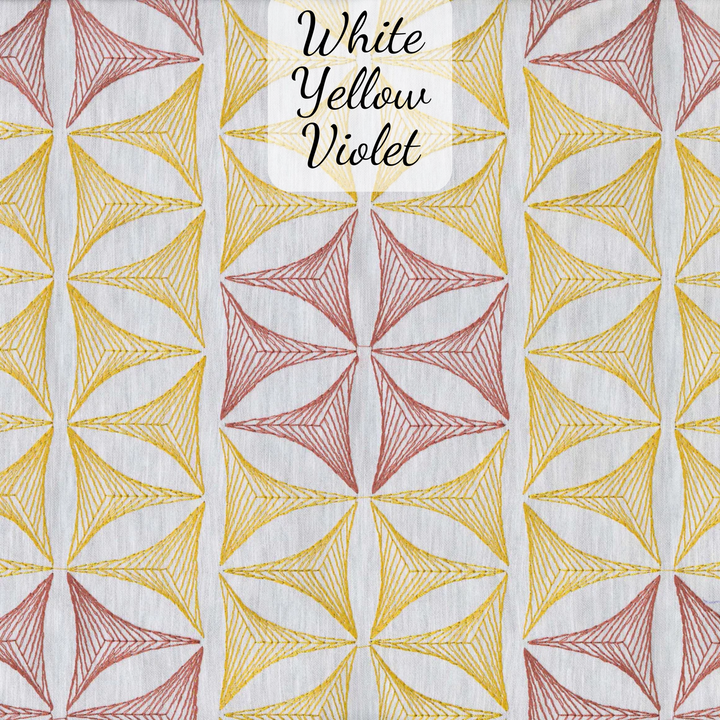 Geometric Embroidered Linen Sheer Curtains | Pinch Pleated | Opaque Privacy Light Filtering Curtains | Standard & Made to Measure