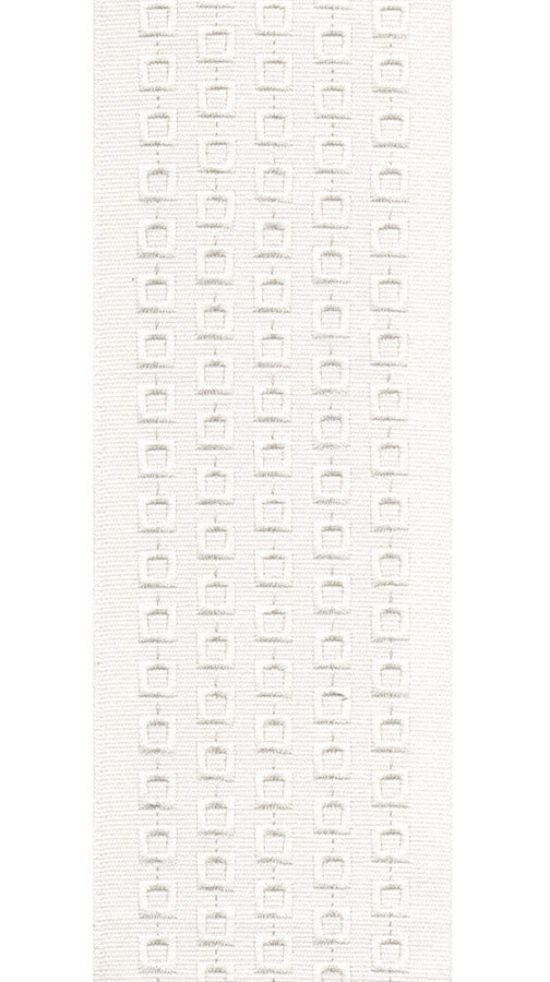 Embroidered Geometric Trim Border | 10cm Wide Cotton Canvas Trimming | Sold By The Metre Ivory White