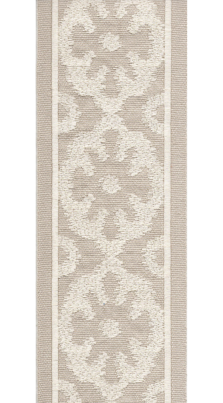 Ikat Medallion Cotton Canvas Trim | 4 Inch (10.16cm) | Wide Border | 2 Colours | By The Metre Taupe Cream