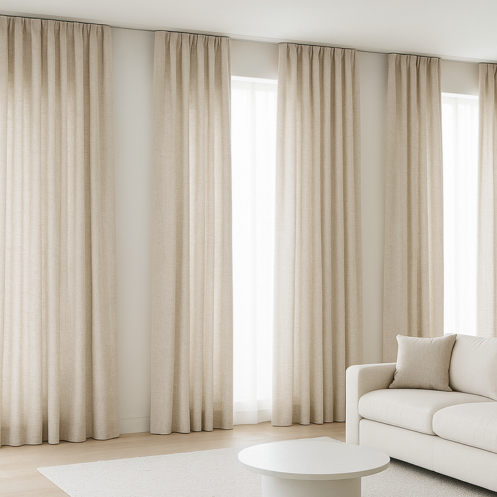 GOTS Certified Cotton Linen Curtains – 24 Colours – Light Filtering or 100% Blackout – Single or Pair - Custom Sizes