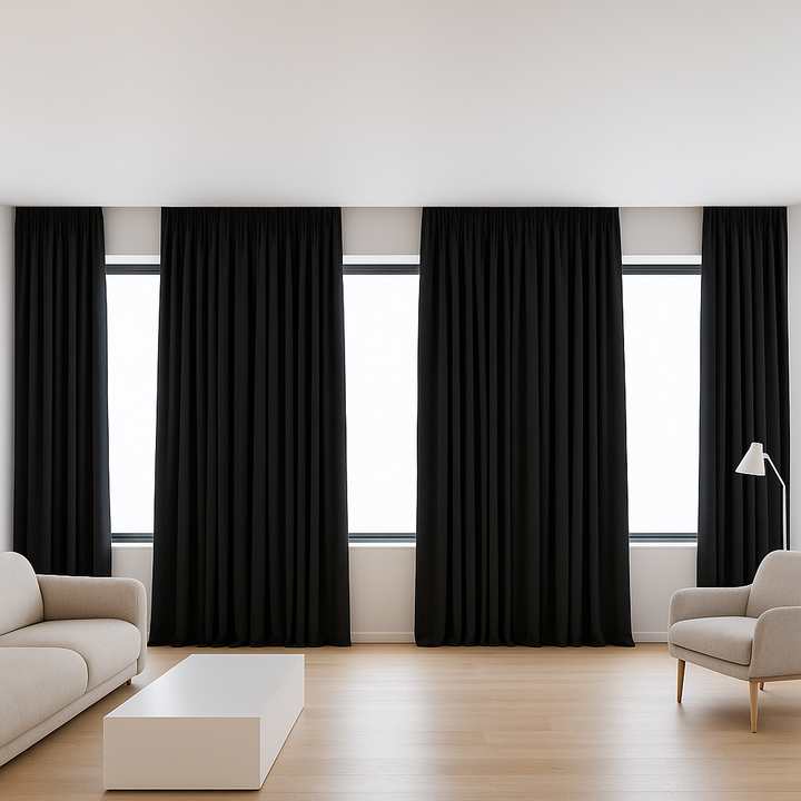 GOTS Certified Cotton Linen Curtains – 24 Colours – Light Filtering or 100% Blackout – Single or Pair - Custom Sizes