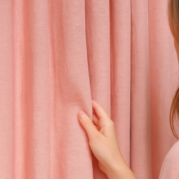 GOTS Certified Cotton Linen Curtains – 24 Colours – Light Filtering or 100% Blackout – Single or Pair - Custom Sizes