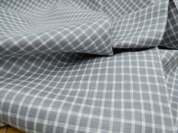 Grey & White Checked Hemp Fabric | Organic | 170gsm | 147cm Wide