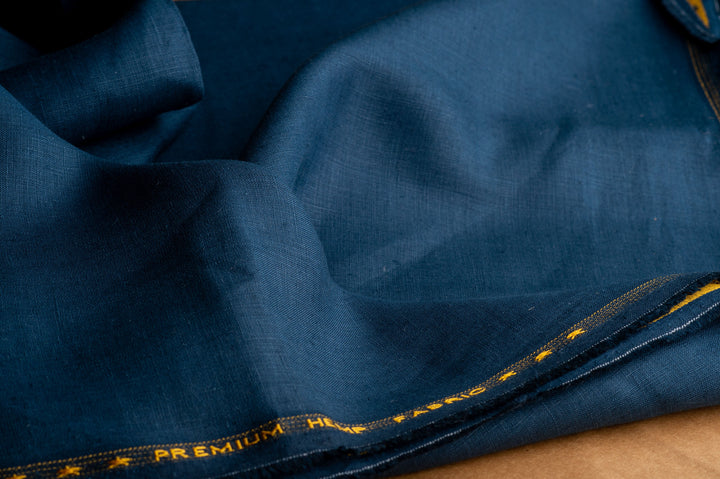 Midnight Blue Hemp Fabric | 170gsm | Curtain Fabric | Apparel Fabric | By The Metre