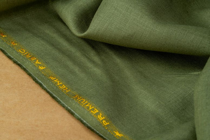 Olive Green Hemp Fabric | 147cm Wide | 170gsm | Curtains & Clothing | By The Metre