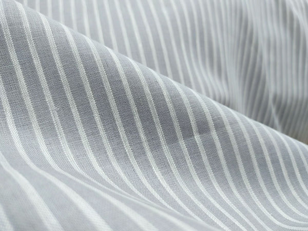 Grey & White Striped Hemp Fabric | Organic | 170gsm | 147cm Wide | GOTS Certified