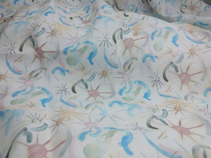 Celestial Print Hemp Fabric | Organic | 145gsm | 147cm Wide | GOTS Certified