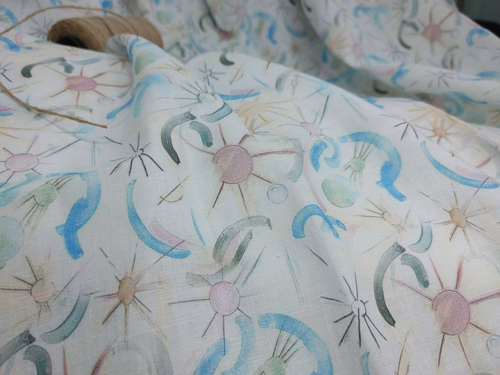 Celestial Print Hemp Fabric | Organic | 145gsm | 147cm Wide | GOTS Certified