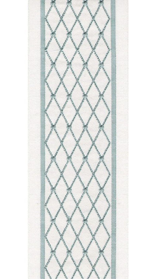 Embroidered Lattice Trim | 10cm Wide Cotton Canvas Border Lace | Curtain, Cushion & Craft Trimming by the Metre Ivory - Spa