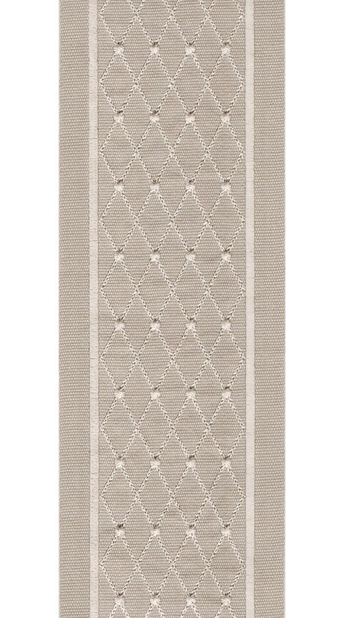 Embroidered Lattice Trim | 10cm Wide Cotton Canvas Border Lace | Curtain, Cushion & Craft Trimming by the Metre Taupe - Beige