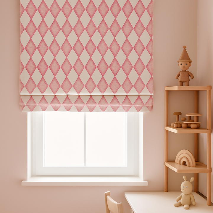 Harlequin Diamond Pure Linen Roman Blind – 5 Colourways | Made-to-Measure Kids & Nursery | Light-Filter or Blackout