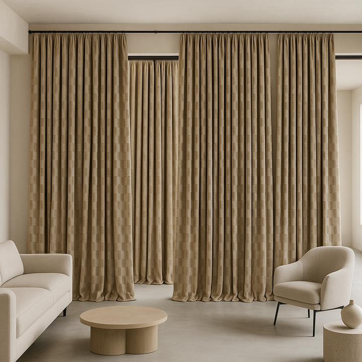 Pure Cotton Geometric Jacquard Curtains – Light Filtering or Blackout – Multiple Colours