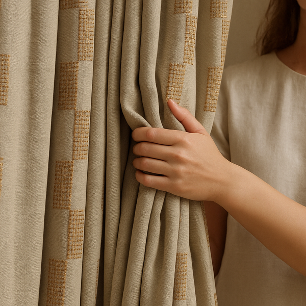 Pure Cotton Geometric Jacquard Curtains – Light Filtering or Blackout – Multiple Colours