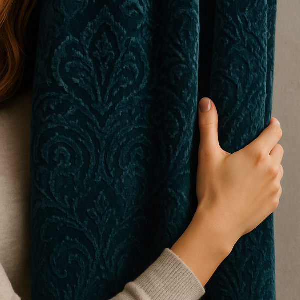 Luxury Velvet Damask Embossed Jacquard Curtains – Custom Made – Light Filtering & Blackout – 7 Elegant Colours