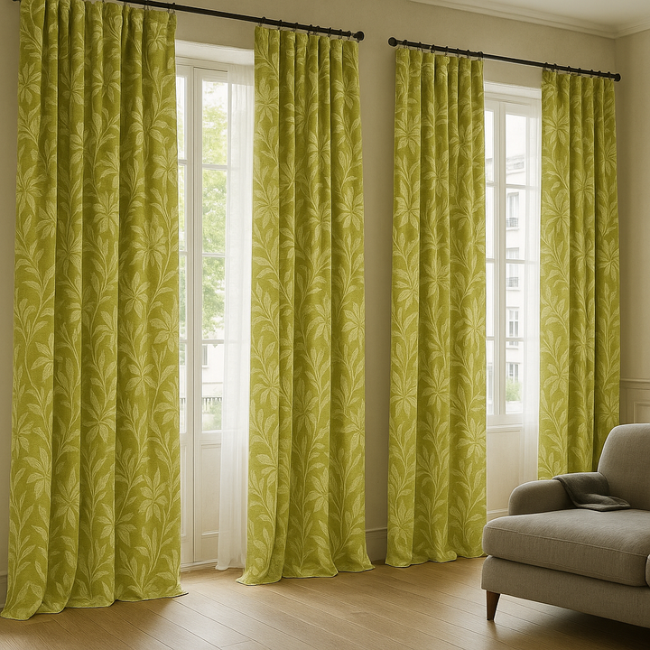 Luxury Cotton Linen Jacquard Floral Curtains | Custom Sizes & Liner Options | Perfect for Modern & Traditional Interiors