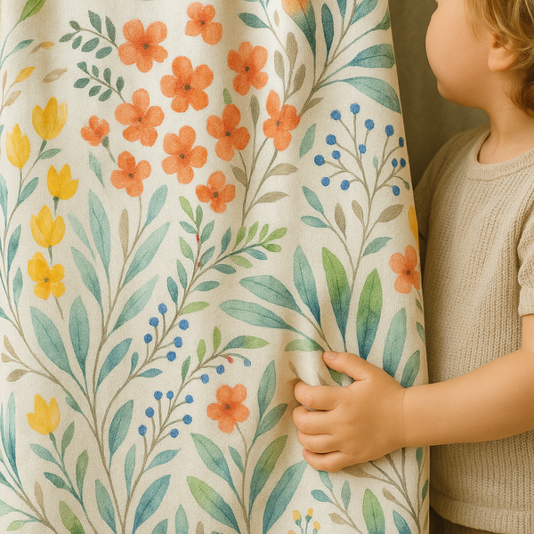 Floral Pure Linen Curtains For Kids Room & Nursery – Extra Wide & Long – Blackout or Light Filtering – Custom Sizes Available