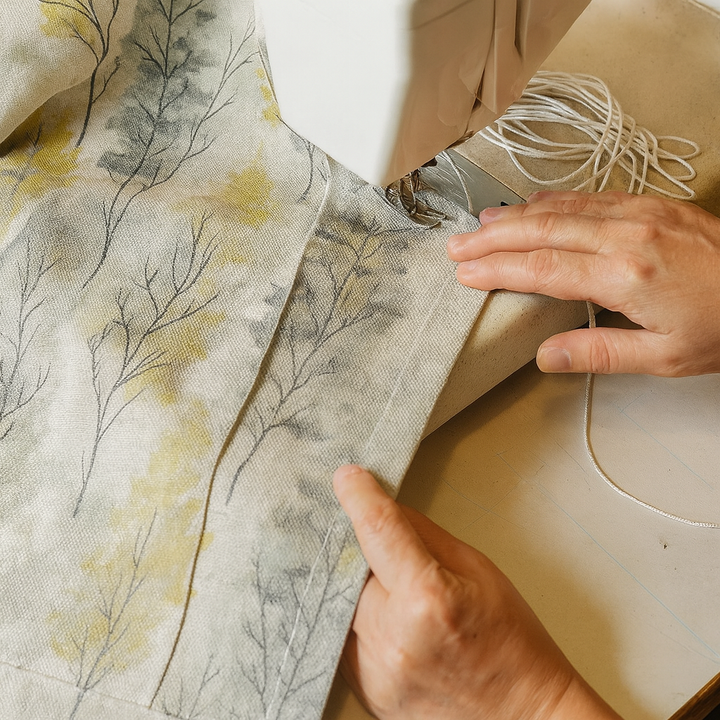Custom Linen Roman Blinds – Watercolour Woodland Trees Print | Made-to-Measure Blackout or Light-Filtering Corded Shades