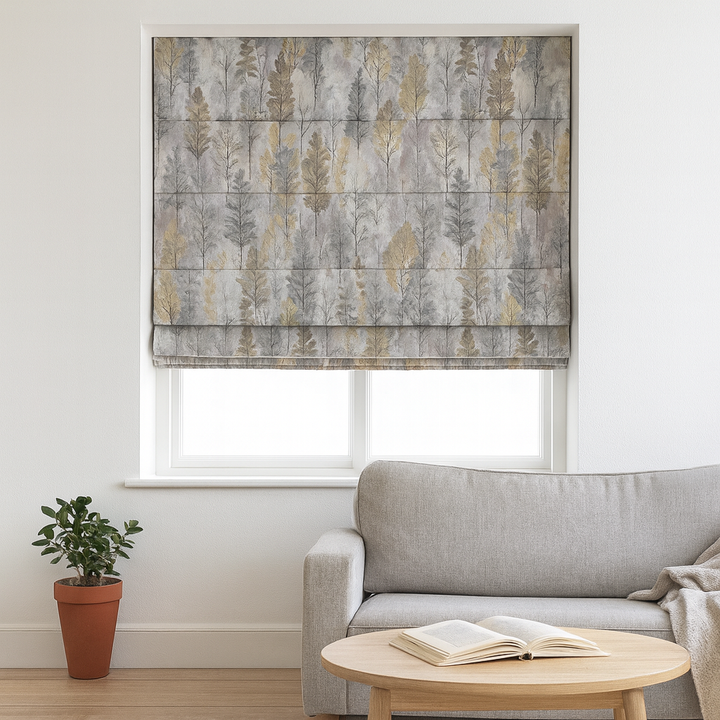 Watercolour Forest Printed Linen Roman Blind - Made-to-Measure – OEKO-TEX® 100 | Light-Filtering or 100 % Blackout Lining | Worldwide Delivery