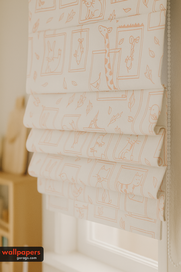 Sketchbook Safari Pure Linen Roman Blind – 5 Hand-Drawn Colourways | Custom Kids & Nursery