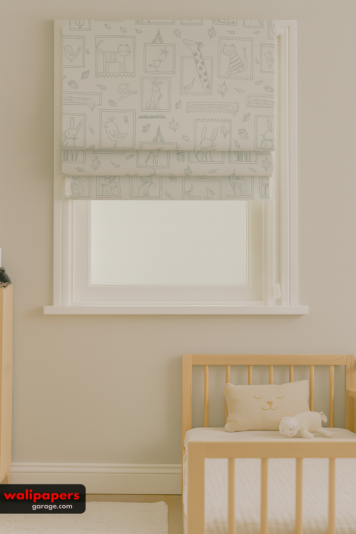 Sketchbook Safari Pure Linen Roman Blind – 5 Hand-Drawn Colourways | Custom Kids & Nursery