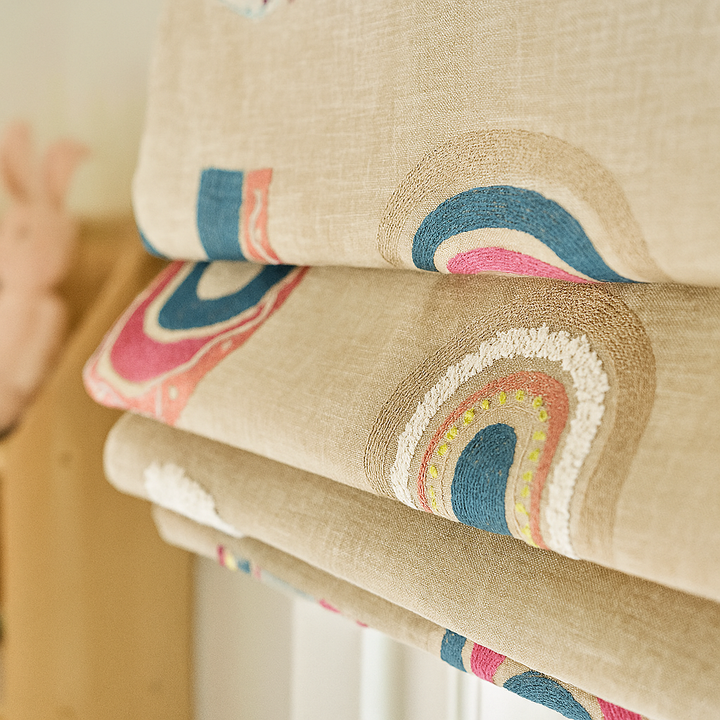 Colour-Pop Rainbow Pure Linen Roman Blind – Made-to-Measure Kids & Nursery | Light-Filter or Blackout