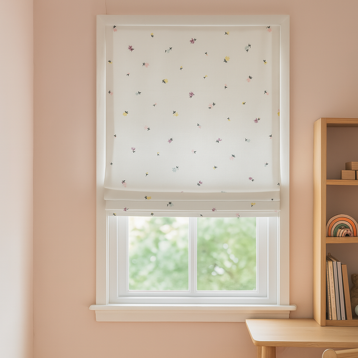 Pastel Meadow Sprinkles Linen Roman Blind – Made-to-Measure Kids & Nursery | Light-Filter or Blackout