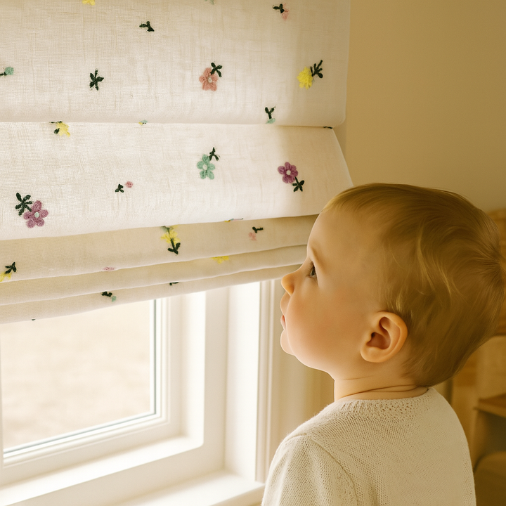 Pastel Meadow Sprinkles Linen Roman Blind – Made-to-Measure Kids & Nursery | Light-Filter or Blackout
