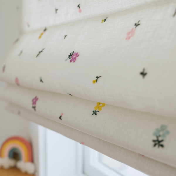 Pastel Meadow Sprinkles Linen Roman Blind – Made-to-Measure Kids & Nursery | Light-Filter or Blackout