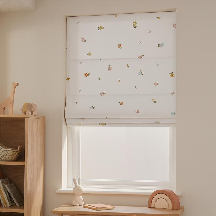 Wildflower Confetti Pure Linen Roman Blind – Made-to-Measure Kids & Nursery | Light-Filter or Blackout