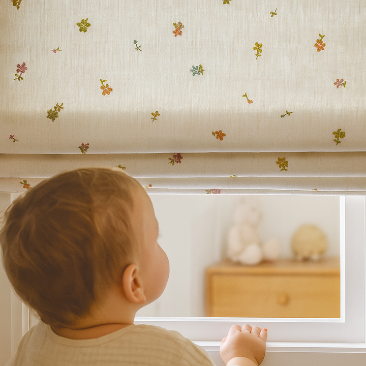 Wildflower Confetti Pure Linen Roman Blind – Made-to-Measure Kids & Nursery | Light-Filter or Blackout