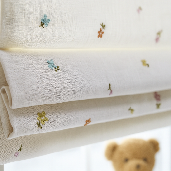 Wildflower Confetti Pure Linen Roman Blind – Made-to-Measure Kids & Nursery | Light-Filter or Blackout