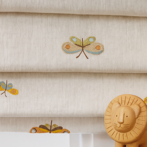 Butterfly Whimsy Pure Linen Roman Blind – Made-to-Measure Kids & Nursery | Light-Filter or Blackout