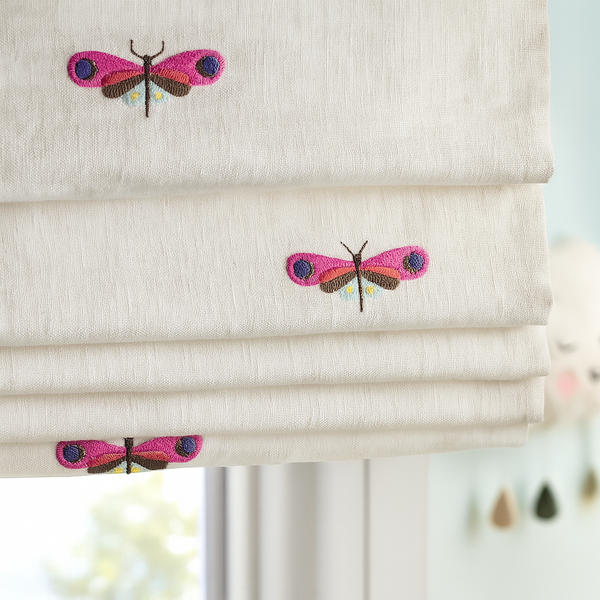 Jewel-Tone Dragonfly Pure Linen Roman Blind – Made-to-Measure Kids & Nursery | Light-Filter or Blackout