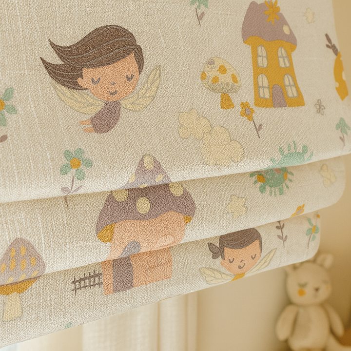 Fairy Village Pure Linen Roman Blind – 5 Colourways | Made-to-Measure Kids & Nursery | Light-Filter or Blackout