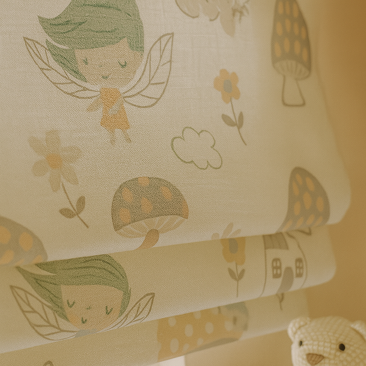 Fairy Village Pure Linen Roman Blind – 5 Colourways | Made-to-Measure Kids & Nursery | Light-Filter or Blackout