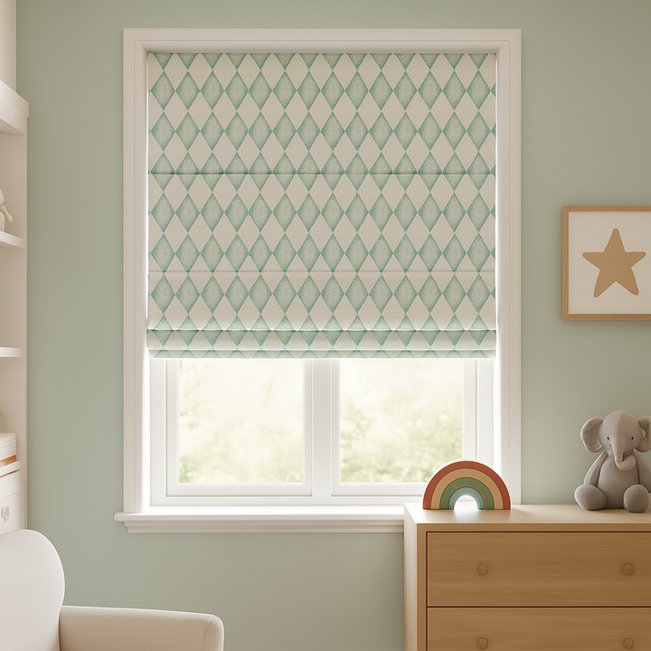Harlequin Diamond Pure Linen Roman Blind – 5 Colourways | Made-to-Measure Kids & Nursery | Light-Filter or Blackout