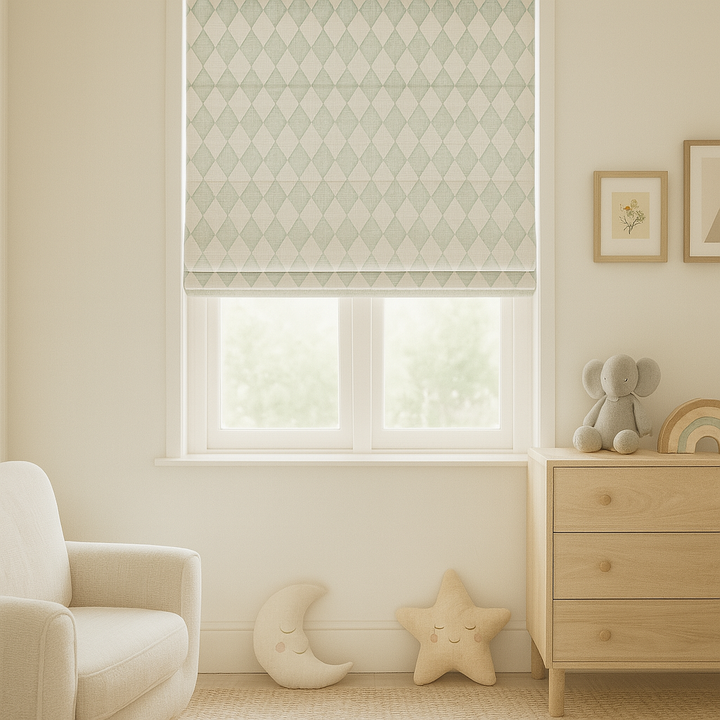 Harlequin Diamond Pure Linen Roman Blind – 5 Colourways | Made-to-Measure Kids & Nursery | Light-Filter or Blackout