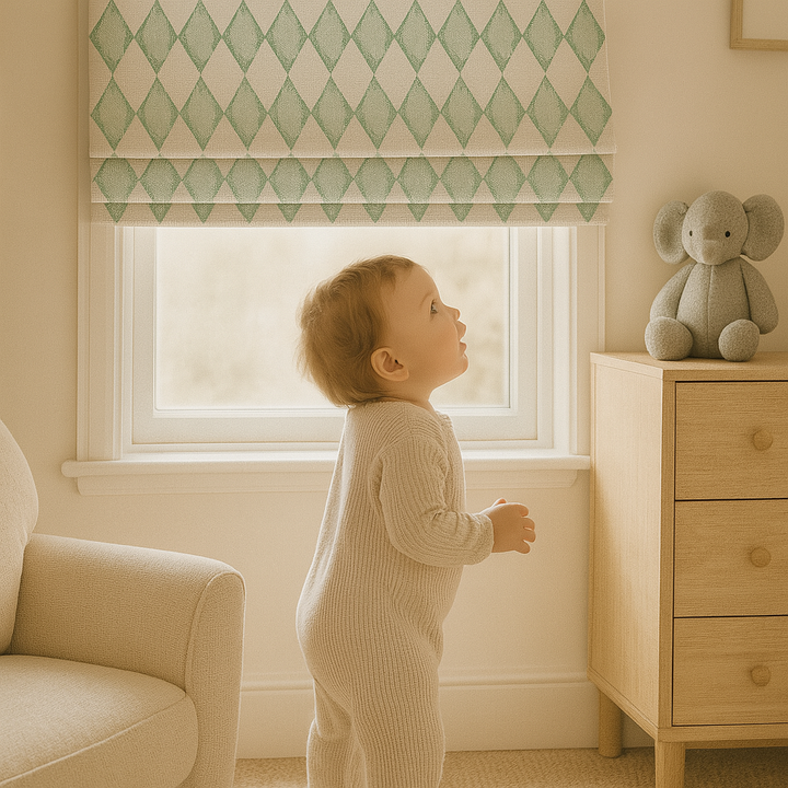 Harlequin Diamond Pure Linen Roman Blind – 5 Colourways | Made-to-Measure Kids & Nursery | Light-Filter or Blackout