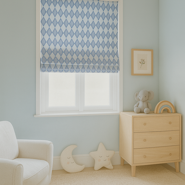 Harlequin Diamond Pure Linen Roman Blind – 5 Colourways | Made-to-Measure Kids & Nursery | Light-Filter or Blackout